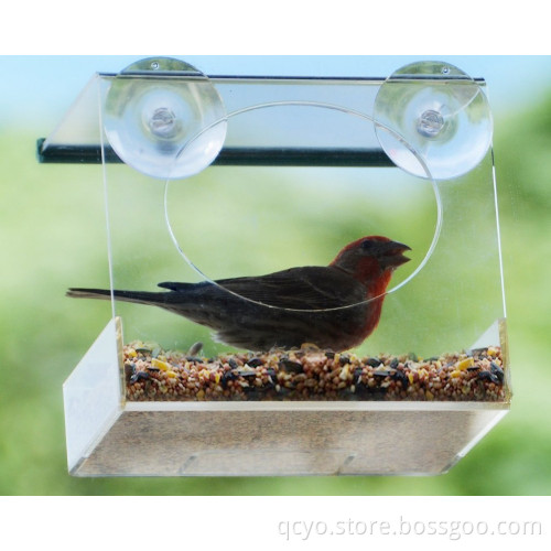 Removable Seed Tray, Strong Suction Cups acrylic Window Bird Feeder